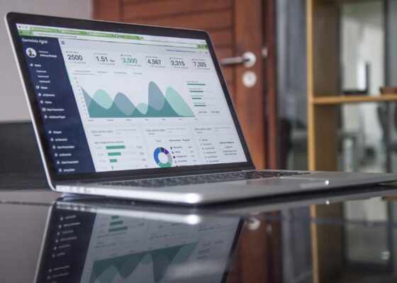 Laptop with digital marketing data graph