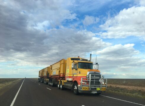 Yellow truck on Winnipeg Highway